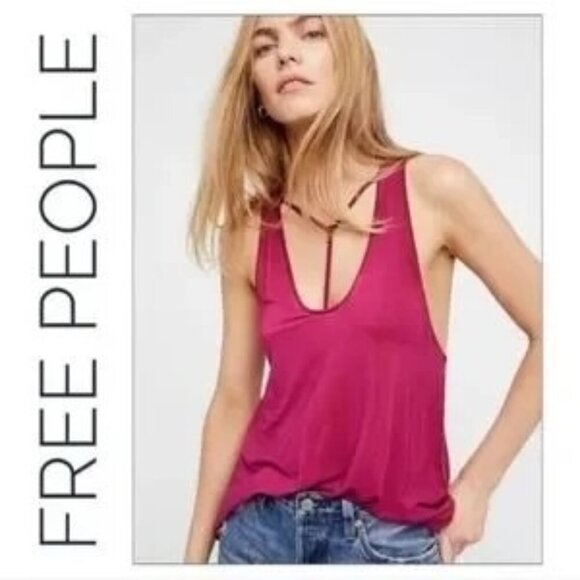 Free People Amelia Y-Neck Tank Top - Picture 1 of 10